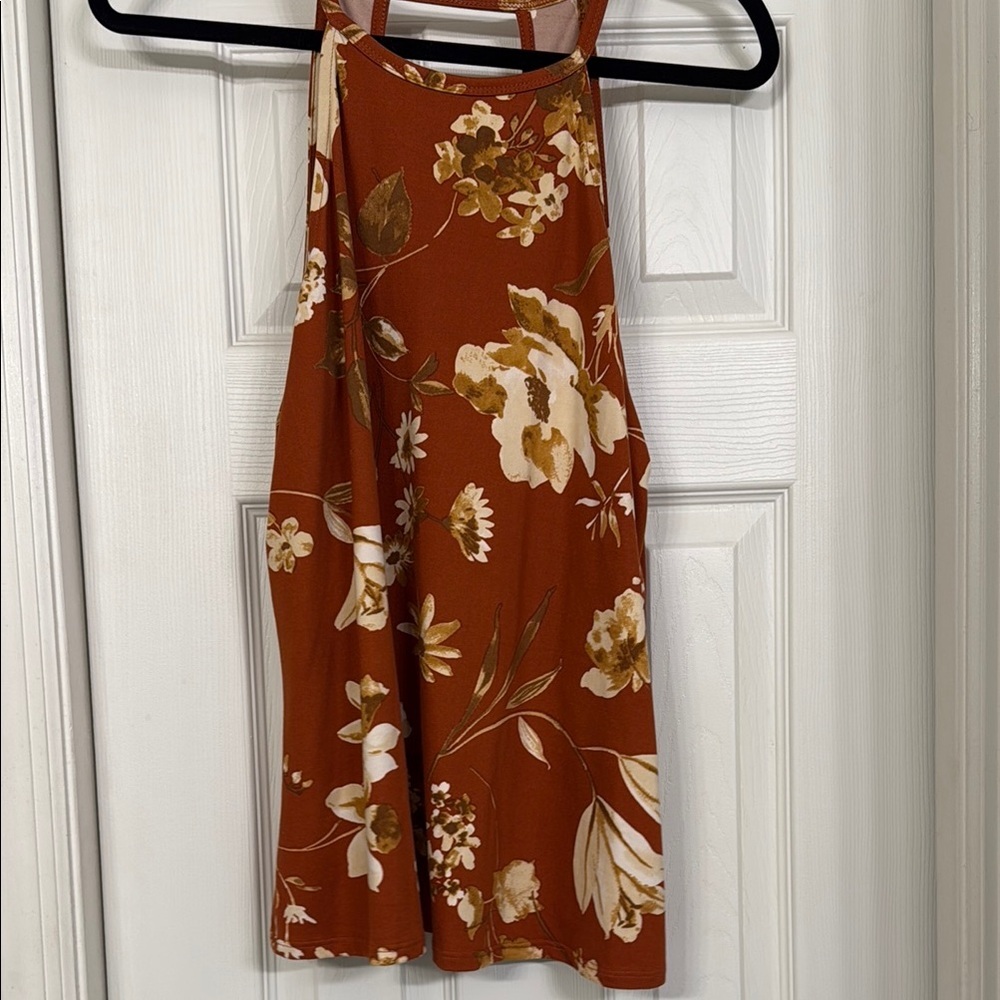 NWT Nine Britton - Floral Halter Top in Rust and Cream | Size L